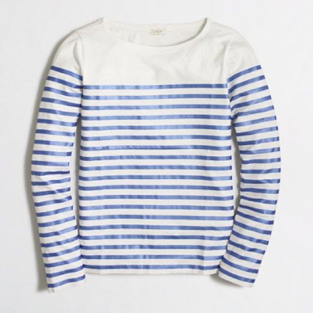 Jcrew striped blue and white long sleeve tee